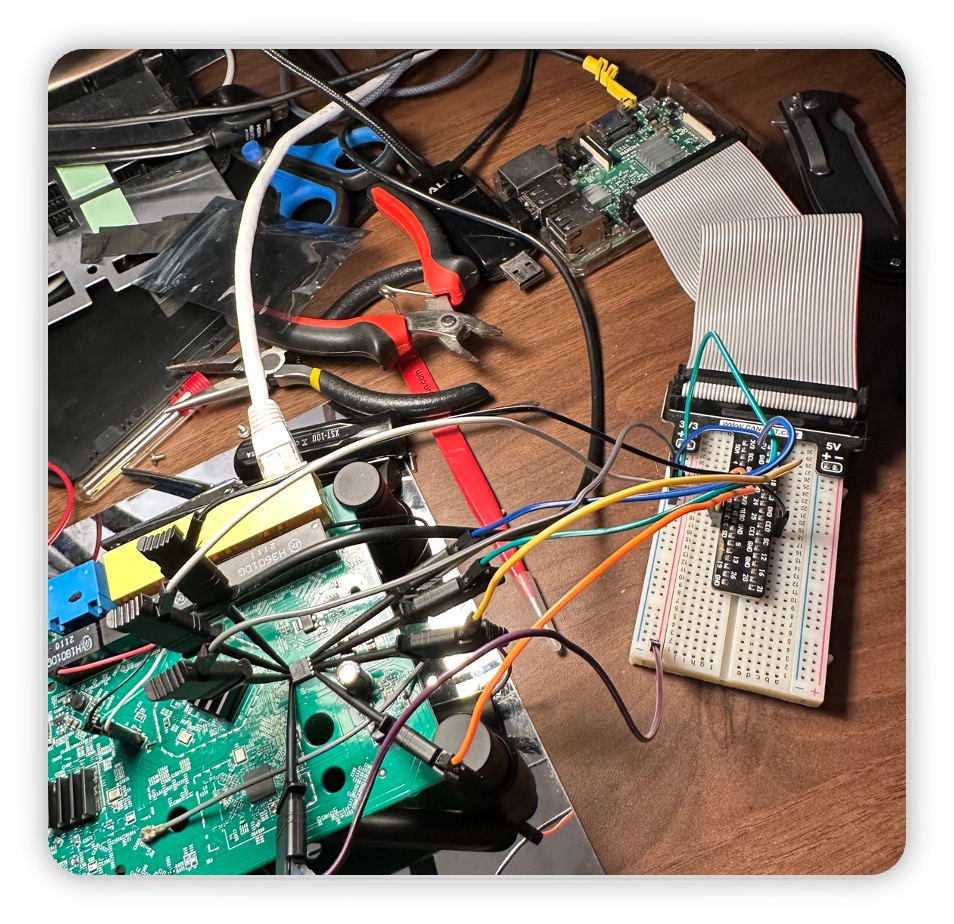 Raspberry Pi hooked up for SPI extract